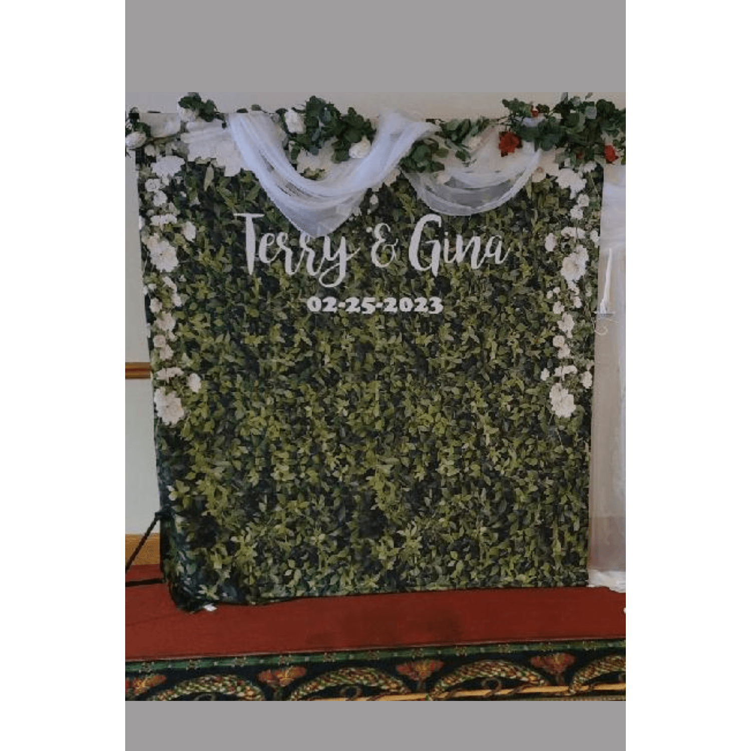 Grass Wall Greenery Backdrop with flowers - iJay Backdrops