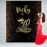 40th Birthday Backdrop, Black and Gold