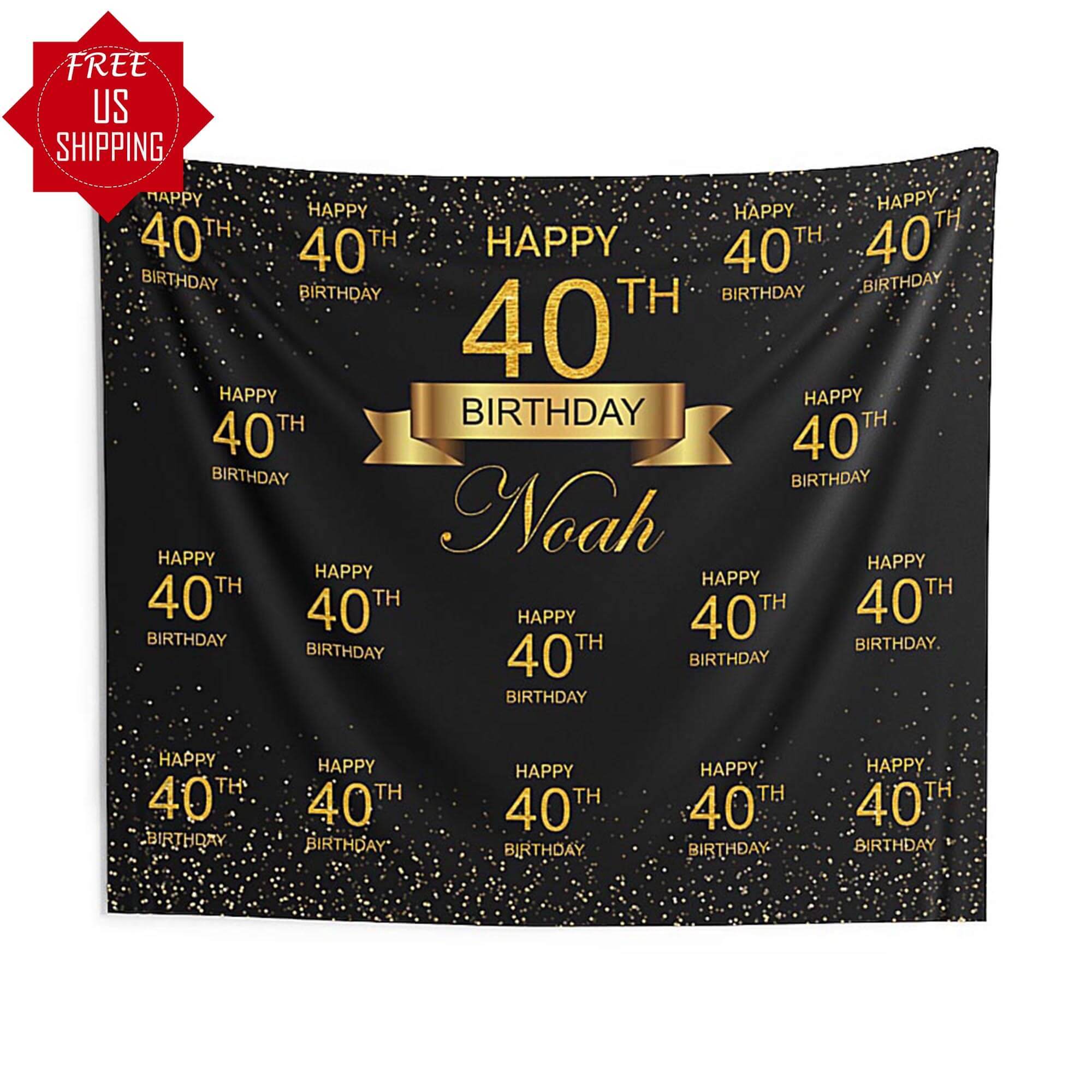 Step, Repeat Black and Gold Glitter Backdrop - iJay Backdrops