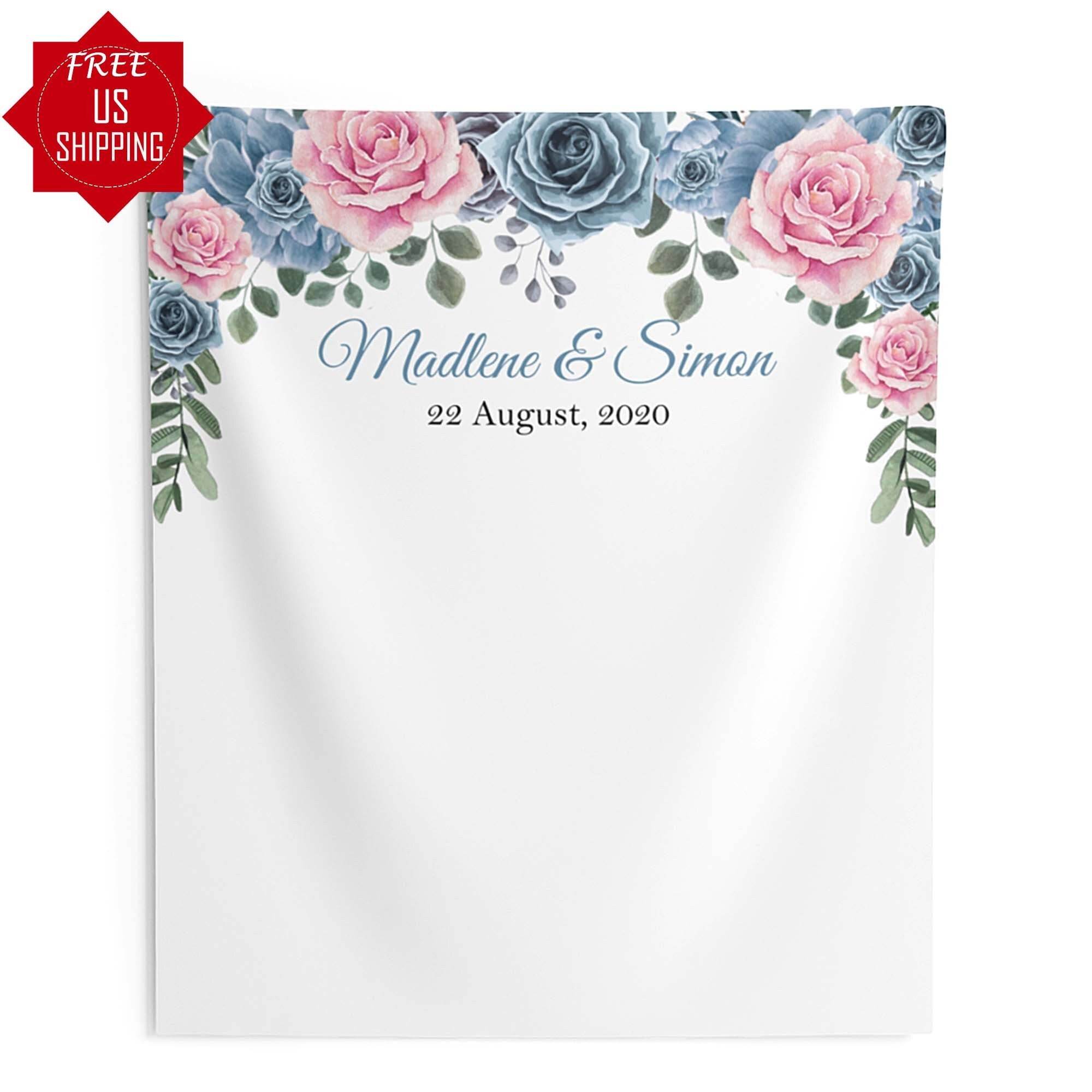 Pink, Dusty Blue Wedding Backdrop - iJay Backdrops