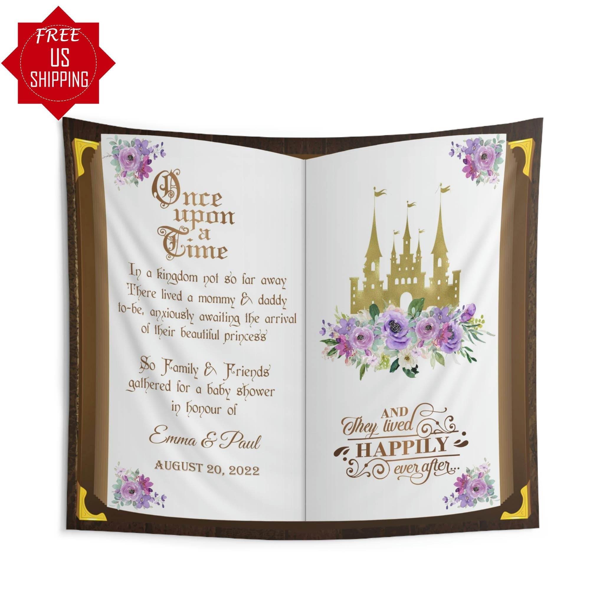 Purple Princess Baby Shower Backdrop Lavender Fairytale Decor Royal Shower Little Princess Once Upon A Time Castle Baby Shower Banner - iJay Backdrops