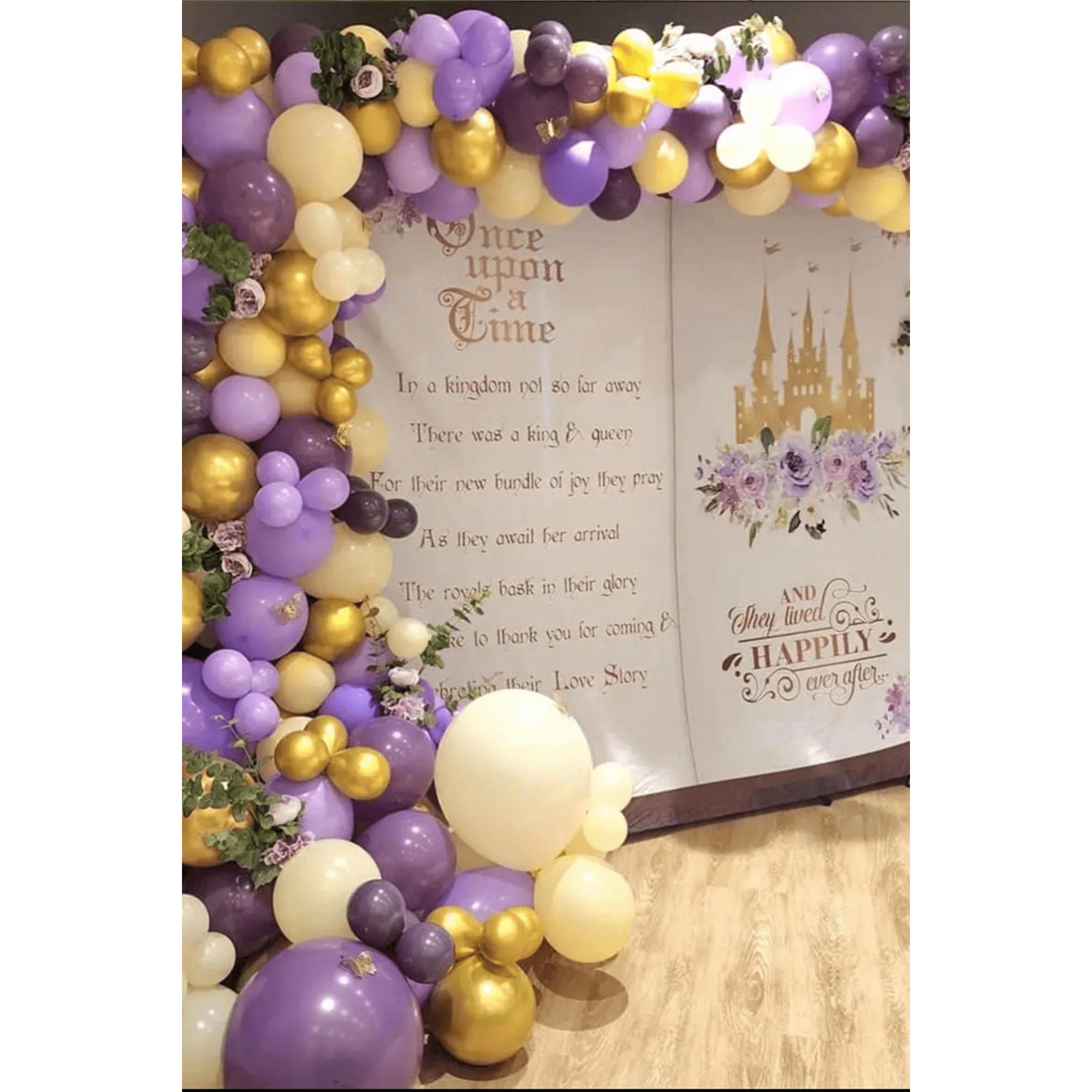 Purple Princess Baby Shower Backdrop Lavender Fairytale Decor Royal Shower Little Princess Once Upon A Time Castle Baby Shower Banner - iJay Backdrops