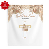 Boho Baptism Holy Communion Pampas Backdrop - iJay Backdrops
