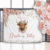 Boho Cow Birthday Backdrop
