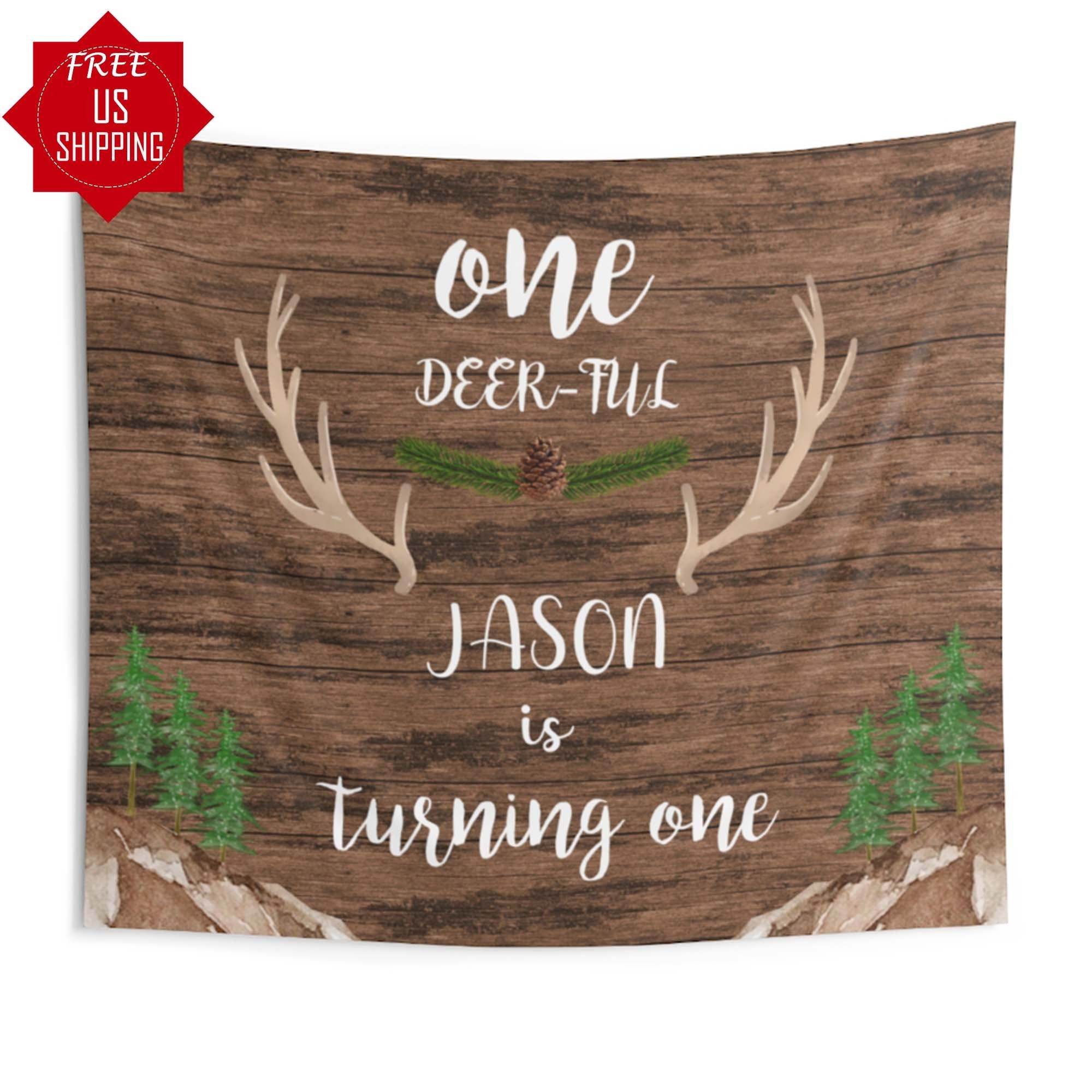 One Deer Full First Birthday backdrop - iJay Backdrops