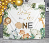 Wild One Boy 1st Birthday Banner High Chair Safari First Birthday Backdrop Jungle Animals First Birthday Decor One Year Happy 1st Birthday