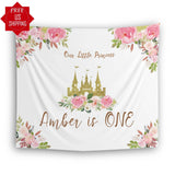 Princess Birthday Backdrop, Magical Day Princess Castle Party Banner, Fairy Kingdom Background, Little Princess Birthday, Pink Floral Decor - iJay Backdrops