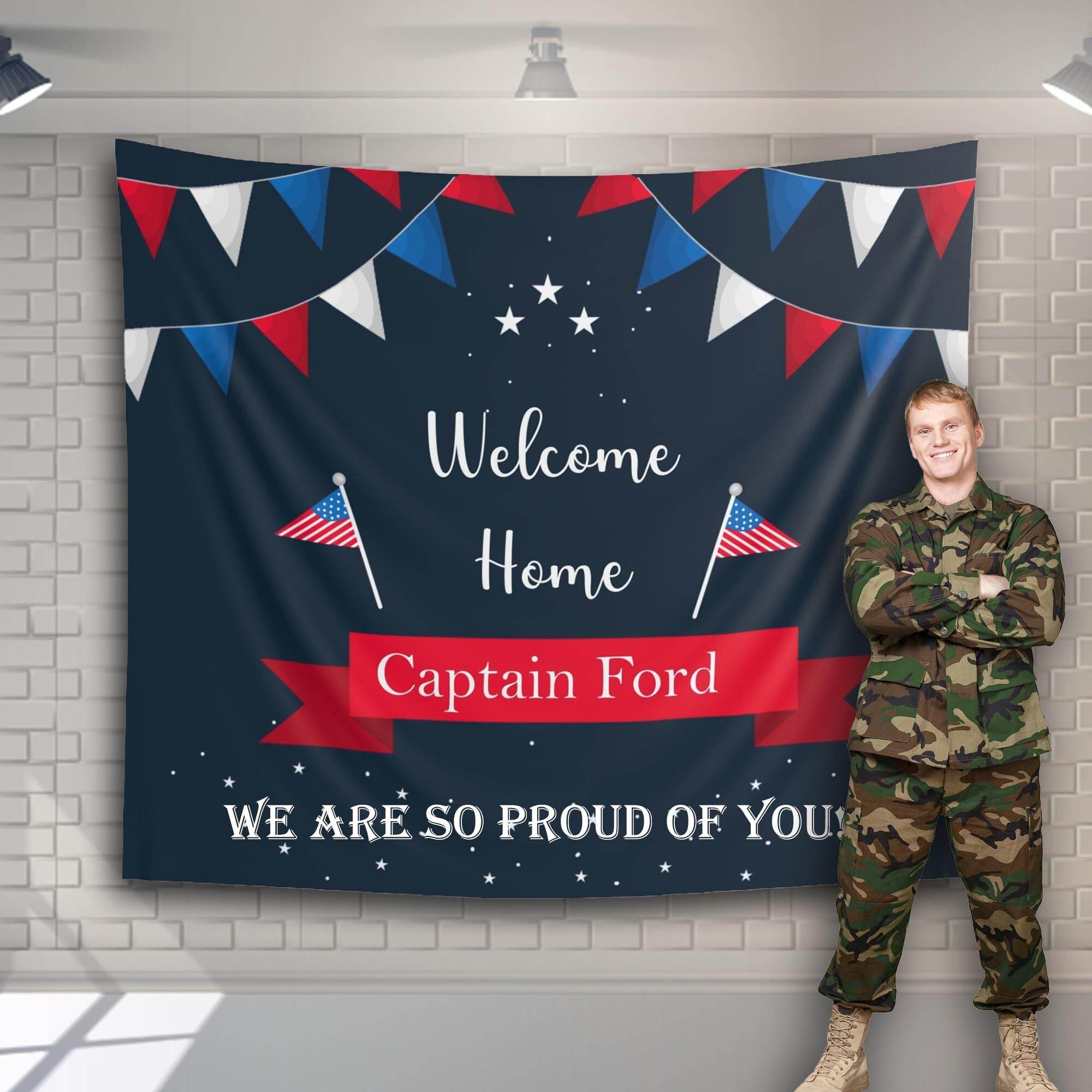 Welcome home military backdrop, Army Homecoming Banner, Memorial day Decoration, Military Backdrop, Patriotic Banner, Independence Day Sign - iJay Backdrops