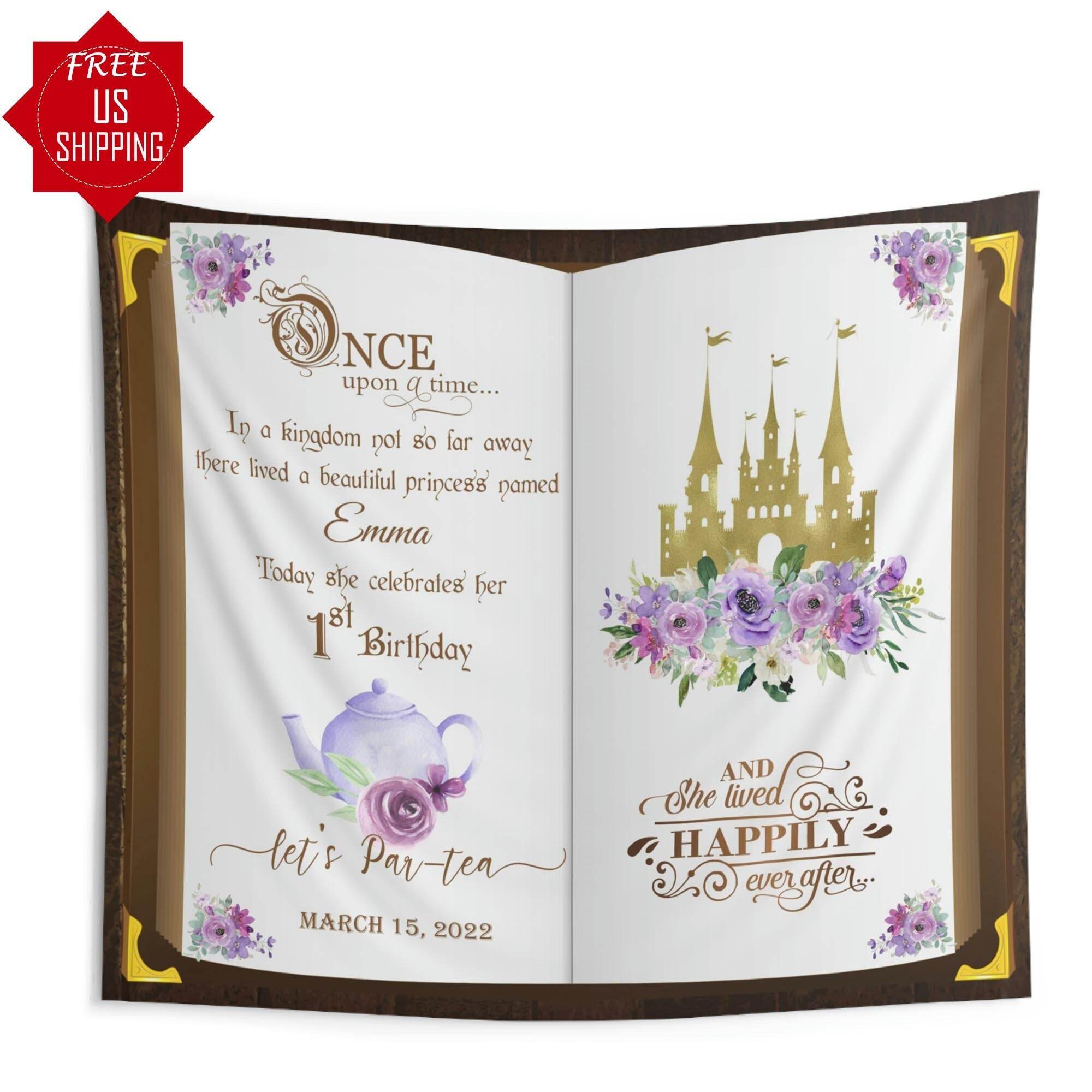 Purple Tea party backdrop, Princess tea party, Kids tea party, Princess Birthday Party, First Birthday Backdrop, Custom backdrop - iJay Backdrops