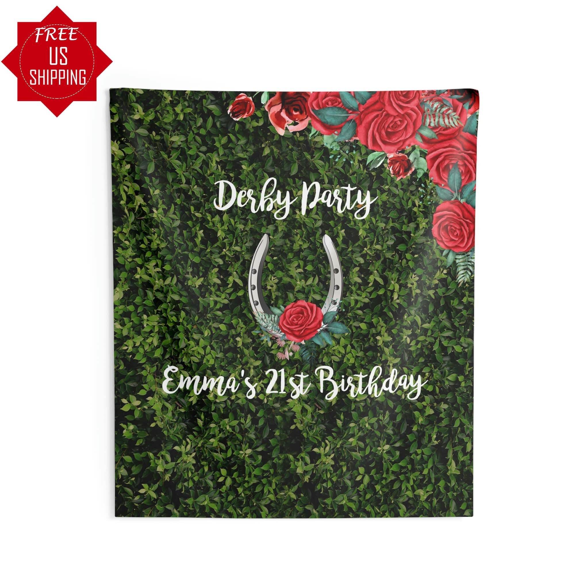 Custom Derby Kentucky Red Floral Party Backdrop - iJay Backdrops