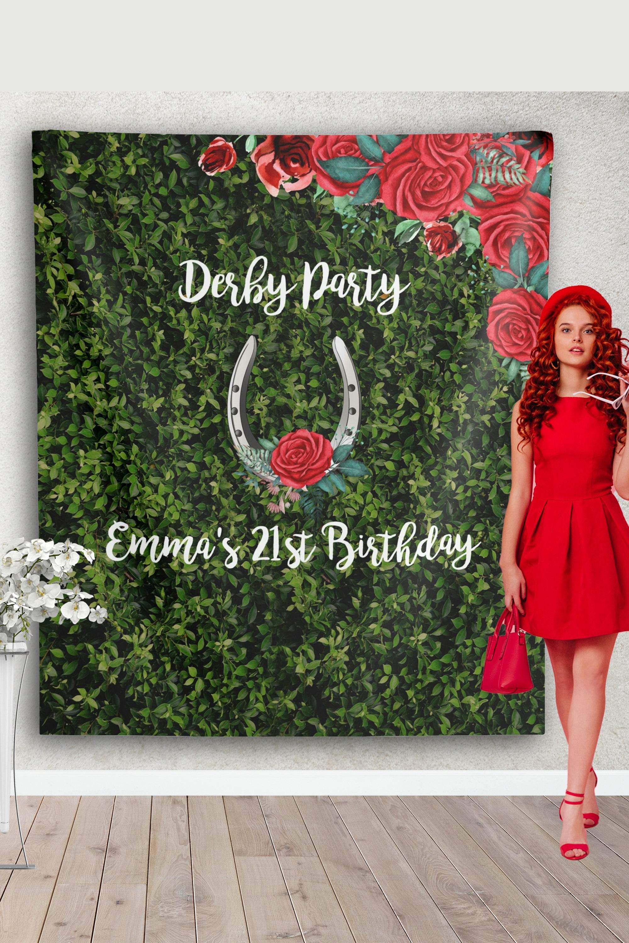 Custom Derby Kentucky Red Floral Party Backdrop - iJay Backdrops