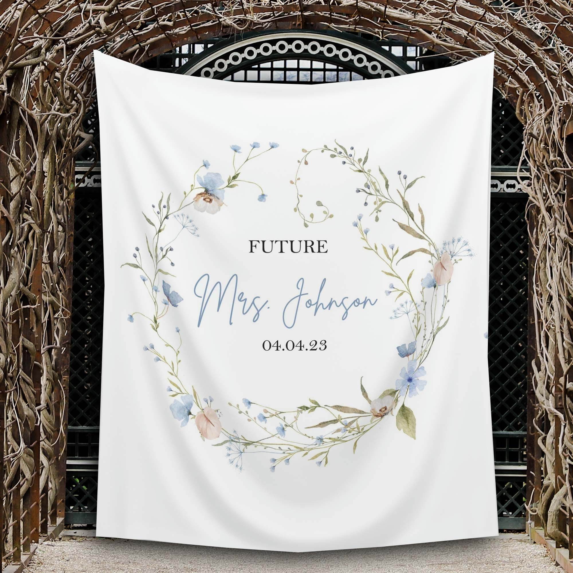 Blue Wildflower Future Mrs. Backdrop - iJay Backdrops