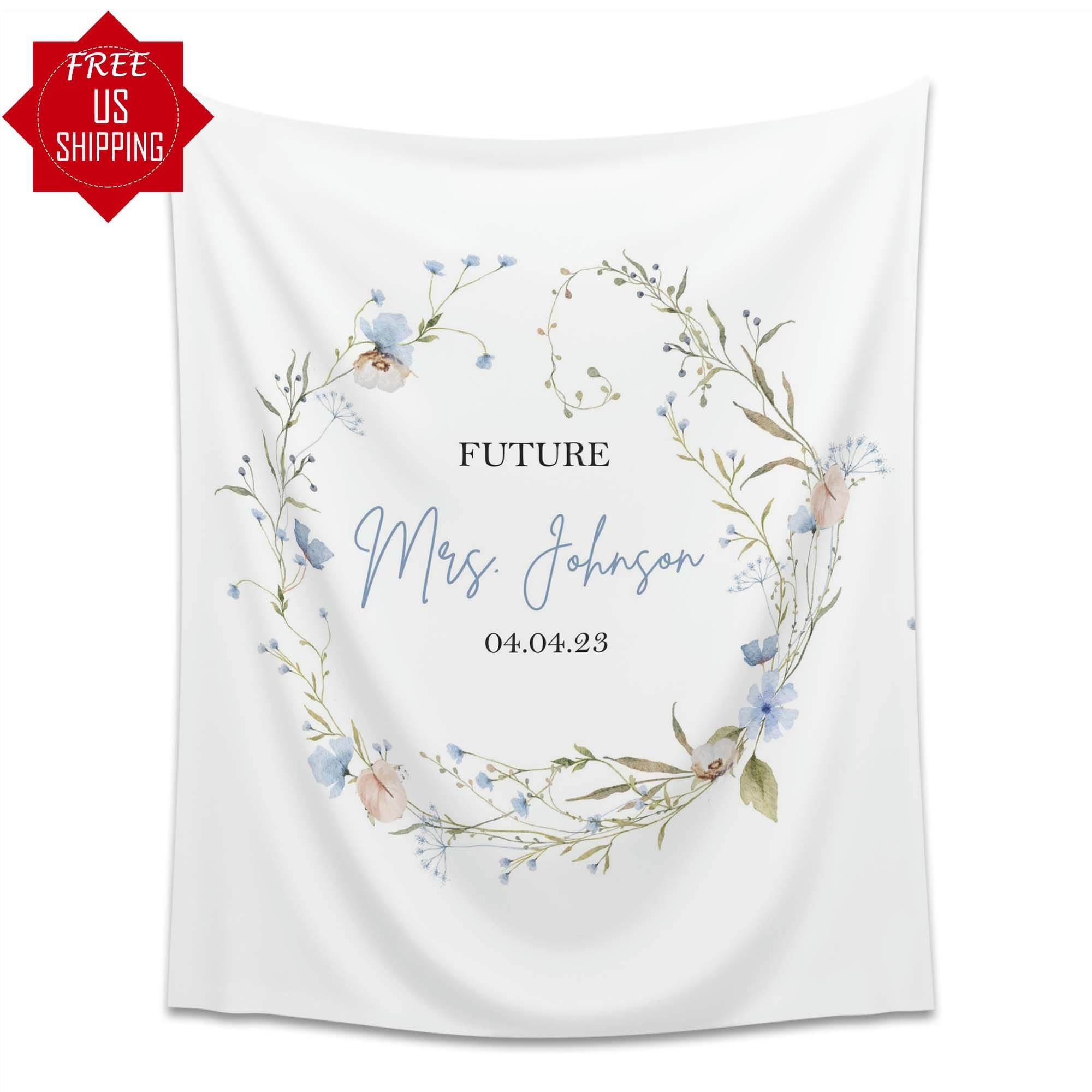 Blue Wildflower Future Mrs. Backdrop - iJay Backdrops