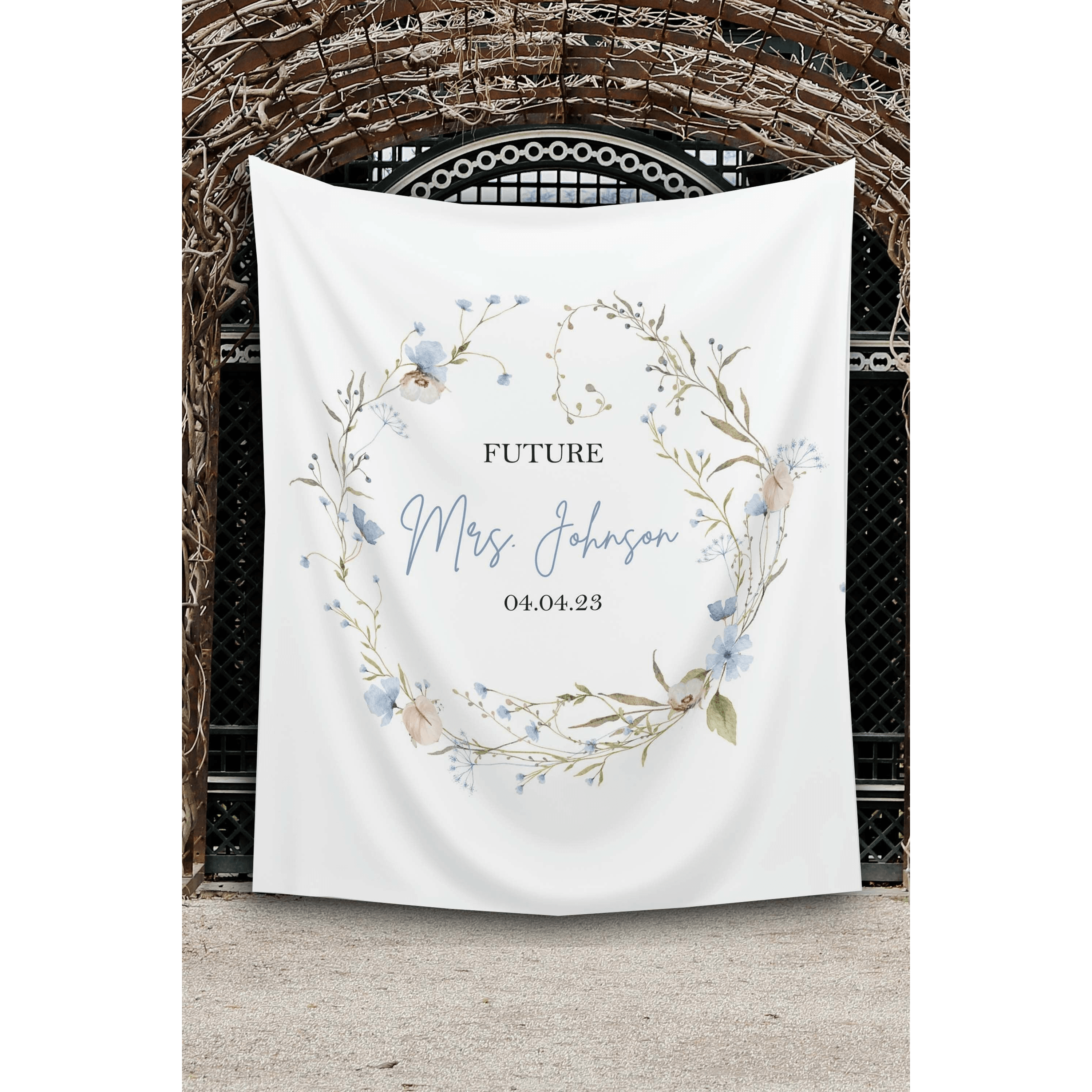 Blue Wildflower Future Mrs. Backdrop - iJay Backdrops