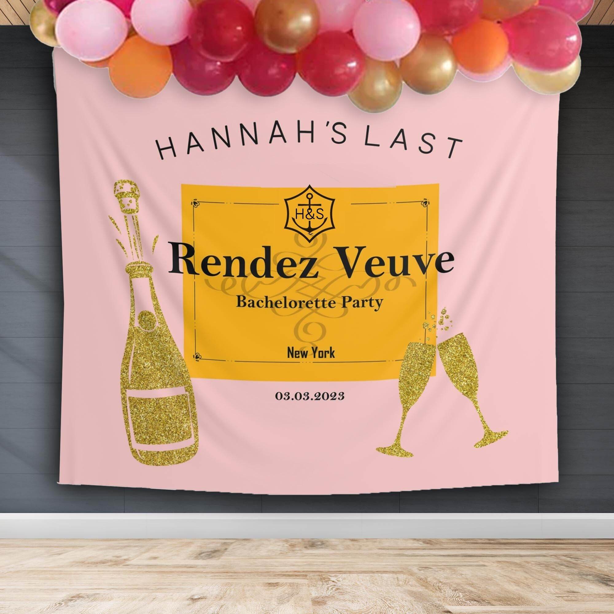 Veuve Champagne Pink Orange Bachelorette Party Backdrop - iJay Backdrops