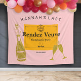 Veuve Champagne Pink Orange Bachelorette Party Backdrop - iJay Backdrops