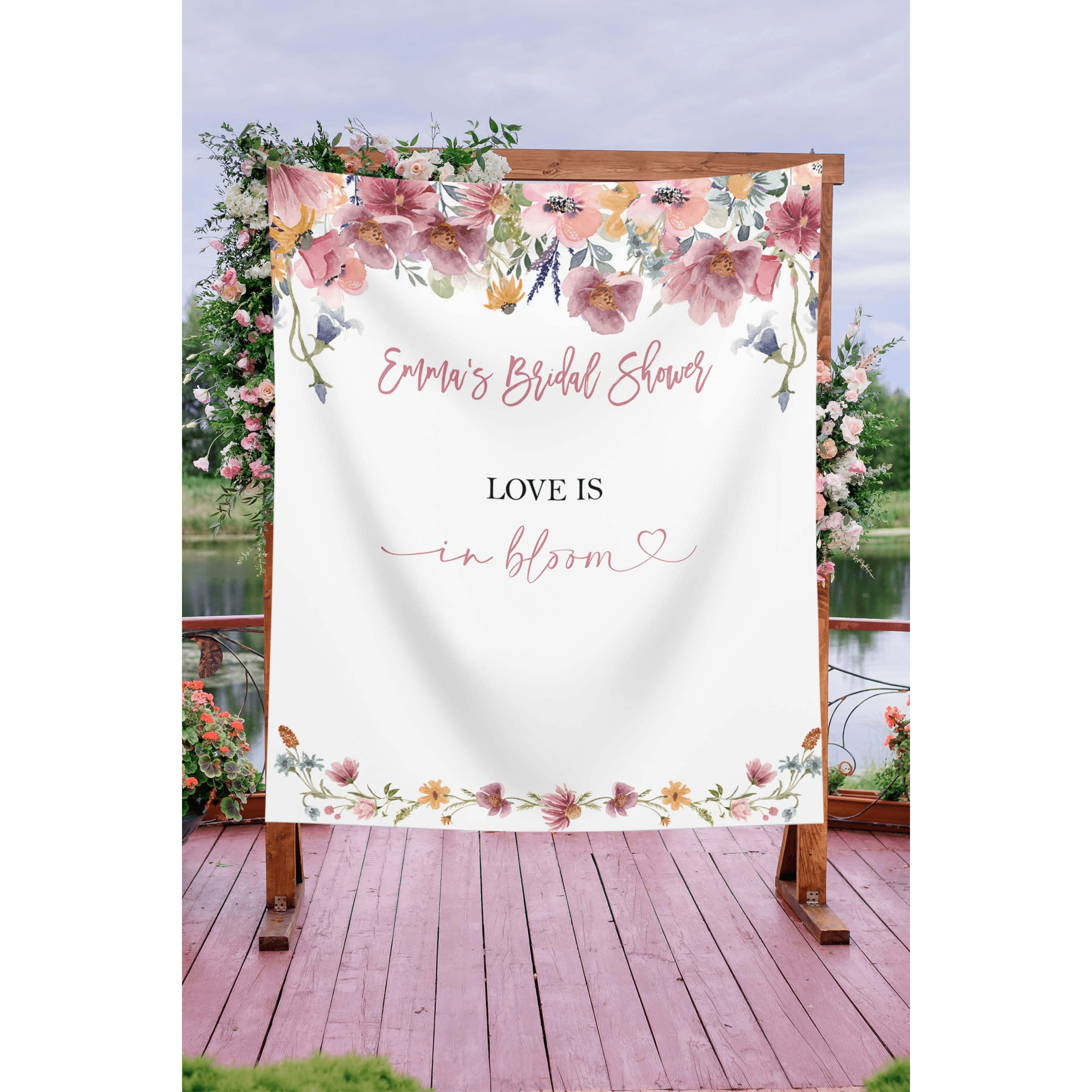 Love in Bloom Bridal Shower Backdrop - iJay Backdrops