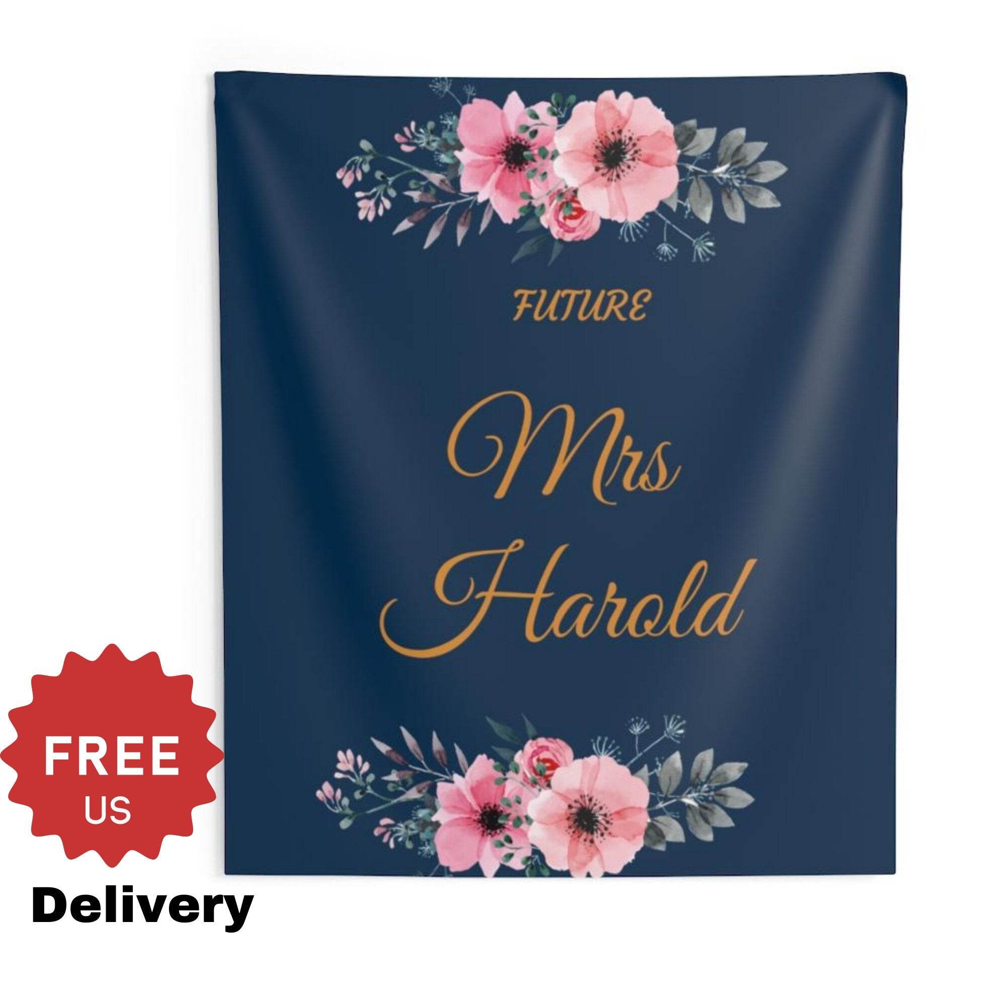 Navy Blue and Blush Bridal Shower Backdrop - iJay Backdrops