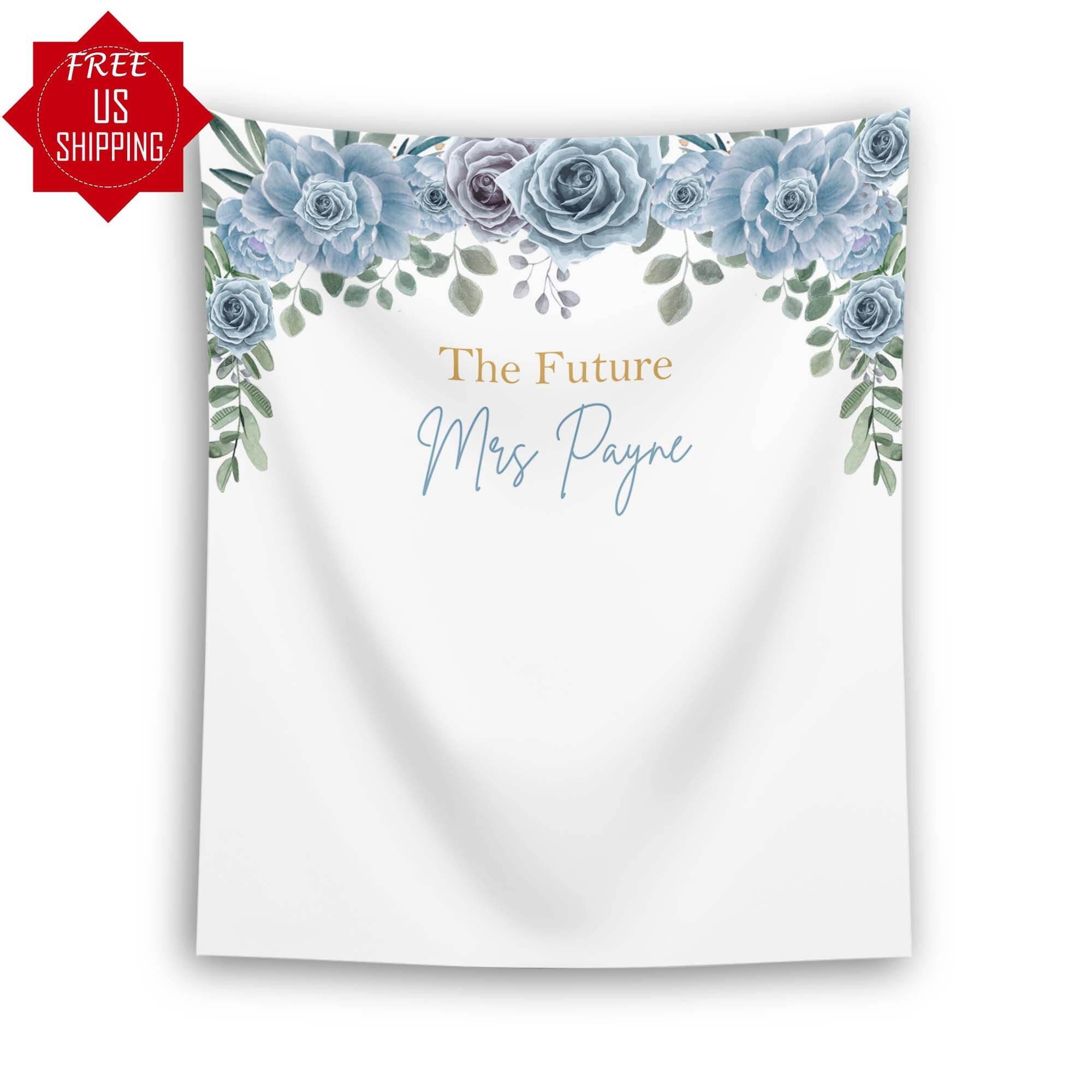 Blue floral Future Mrs Backdrop - iJay Backdrops