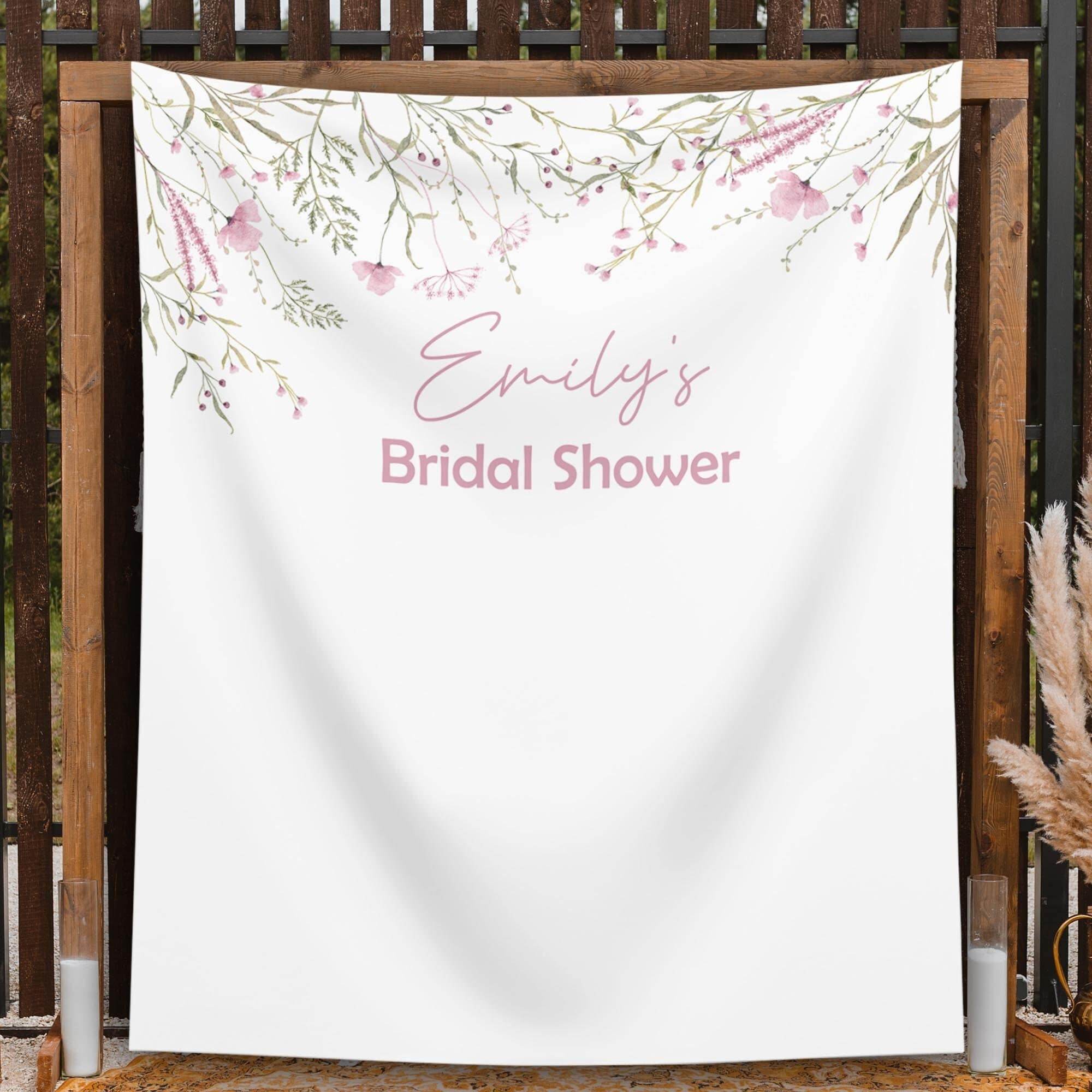 Pink Wildflower Bridal Shower Backdrop - iJay Backdrops