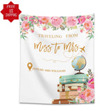 Pink Floral Travel, Miss to Mrs. Bachelorette Party Backdrop - iJay Backdrops