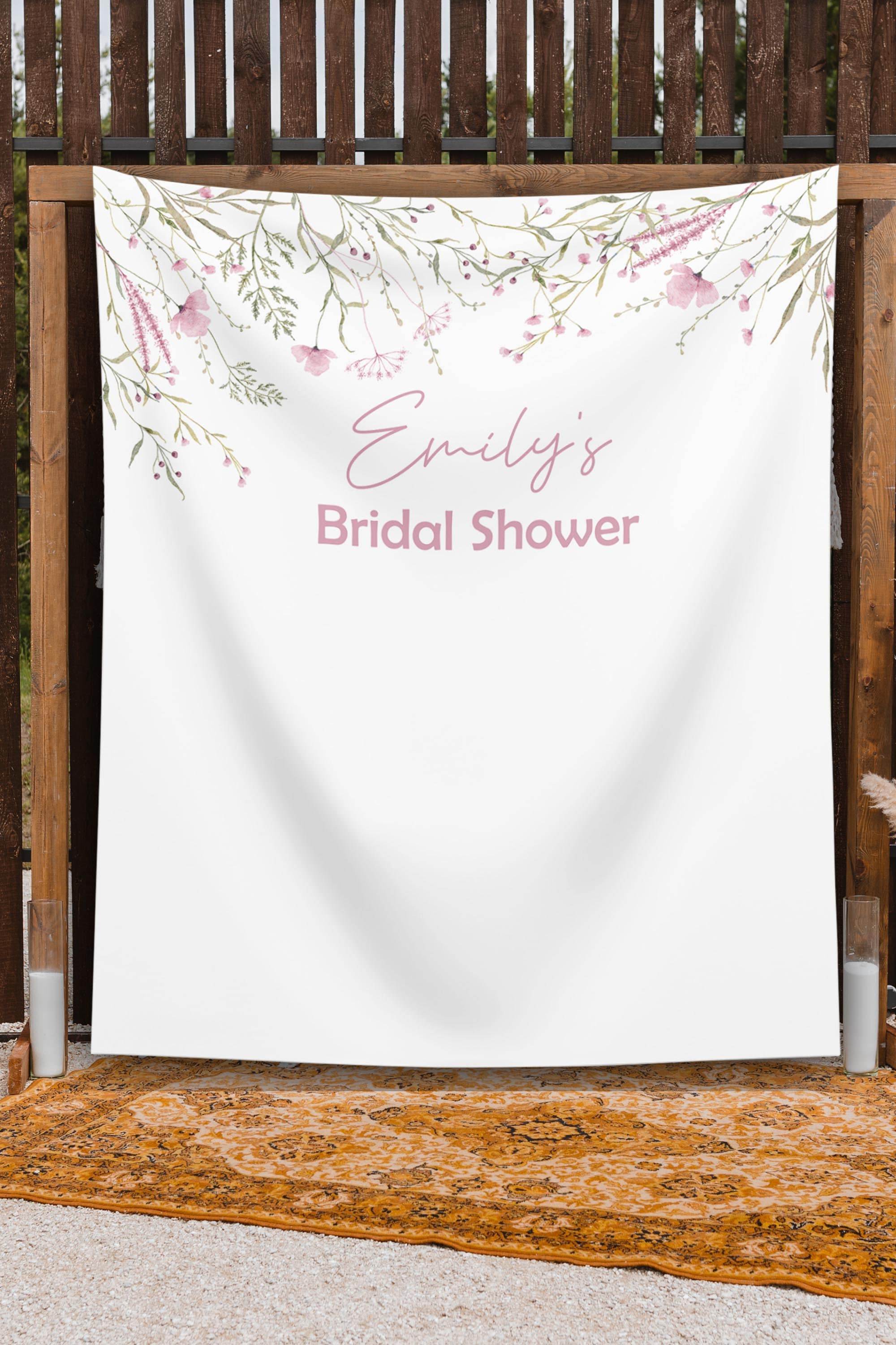 Pink Wildflower Bridal Shower Backdrop - iJay Backdrops