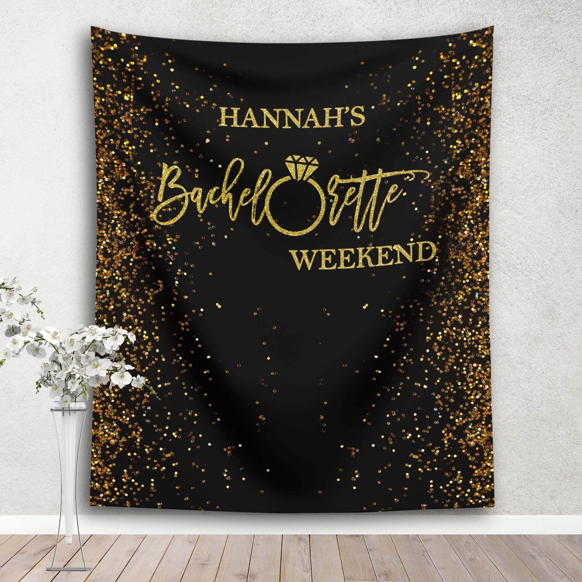 Black and Gold Bachelorette Weekend Backdrop - iJay Backdrops