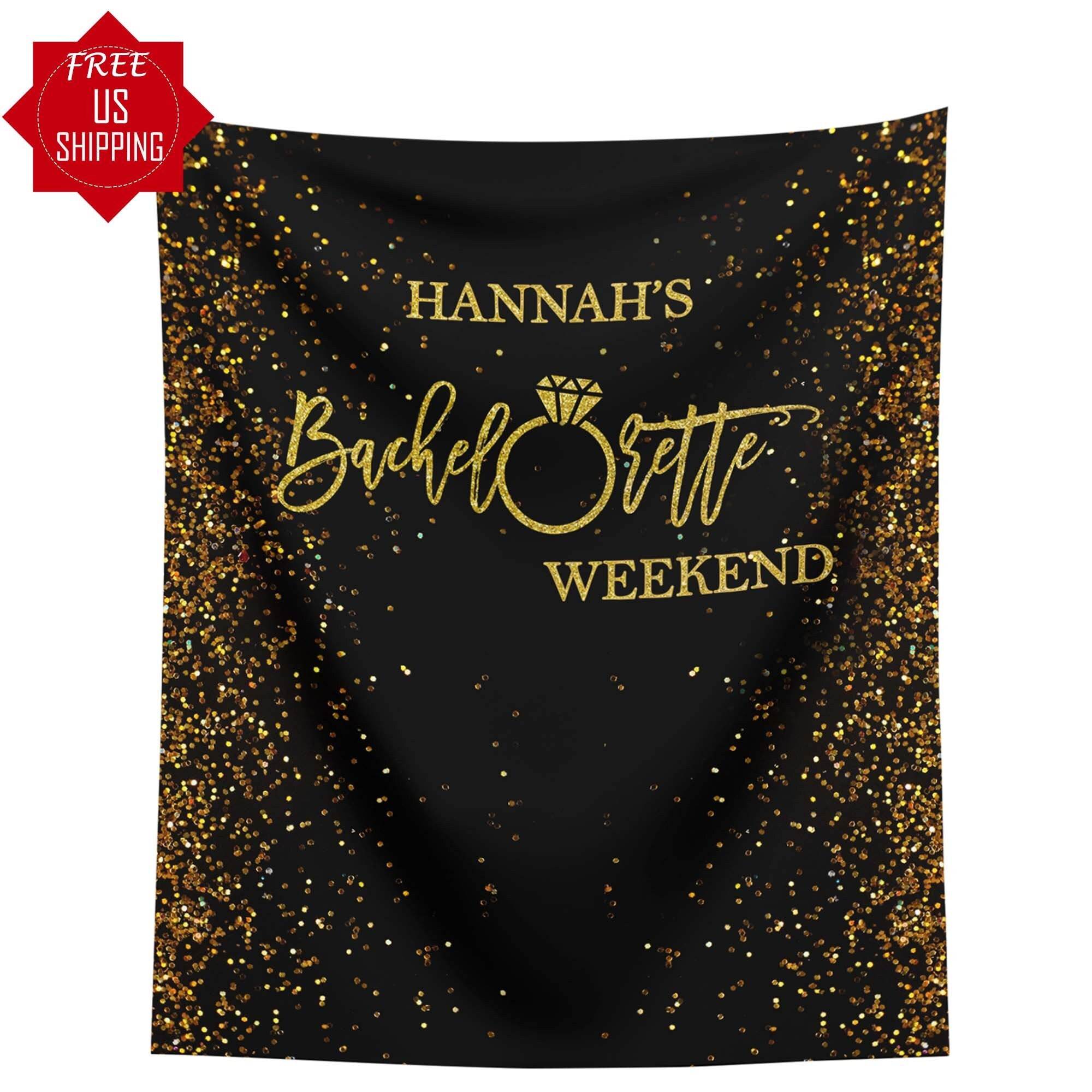Black and Gold Bachelorette Weekend Backdrop - iJay Backdrops