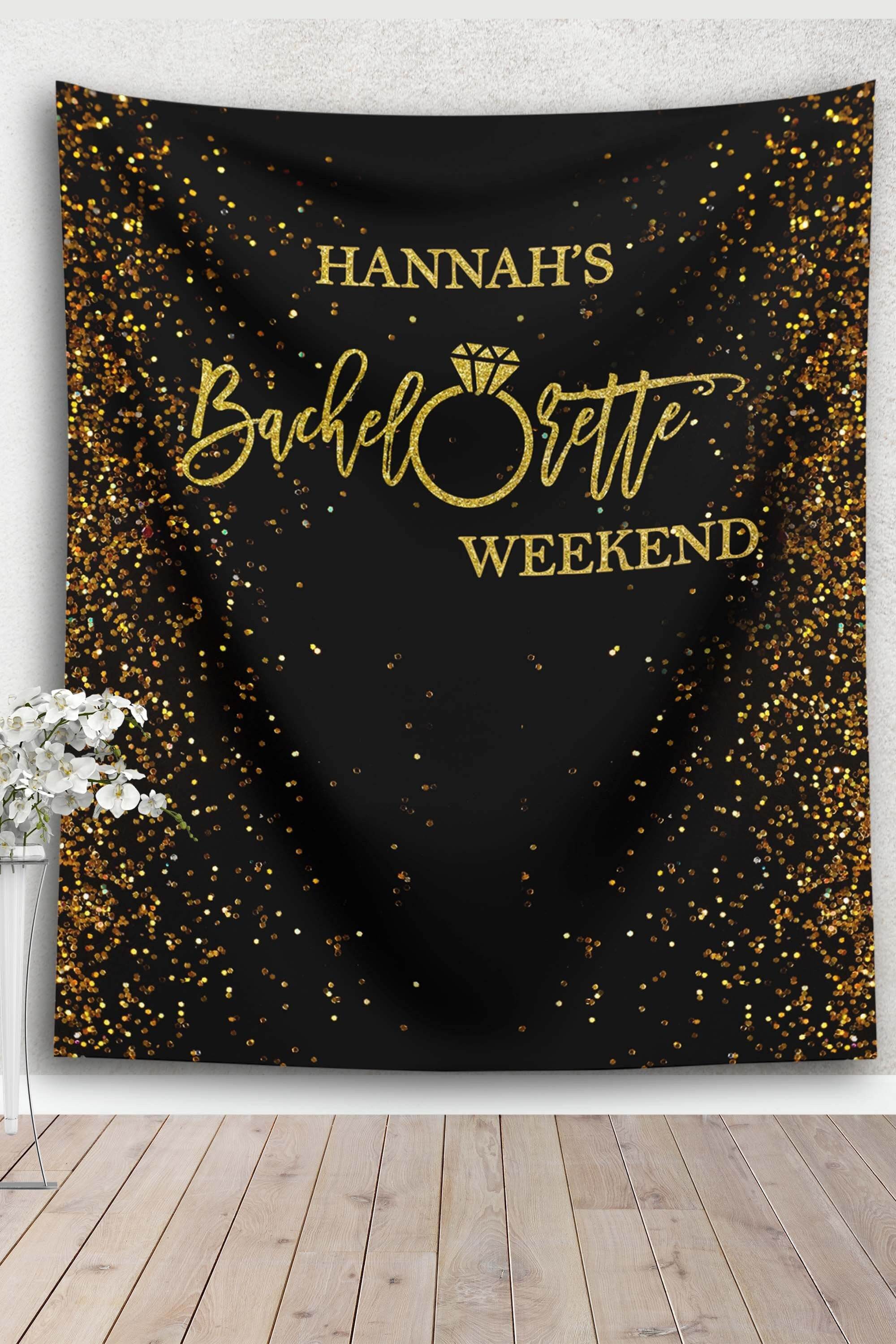 Black and Gold Bachelorette Weekend Backdrop - iJay Backdrops