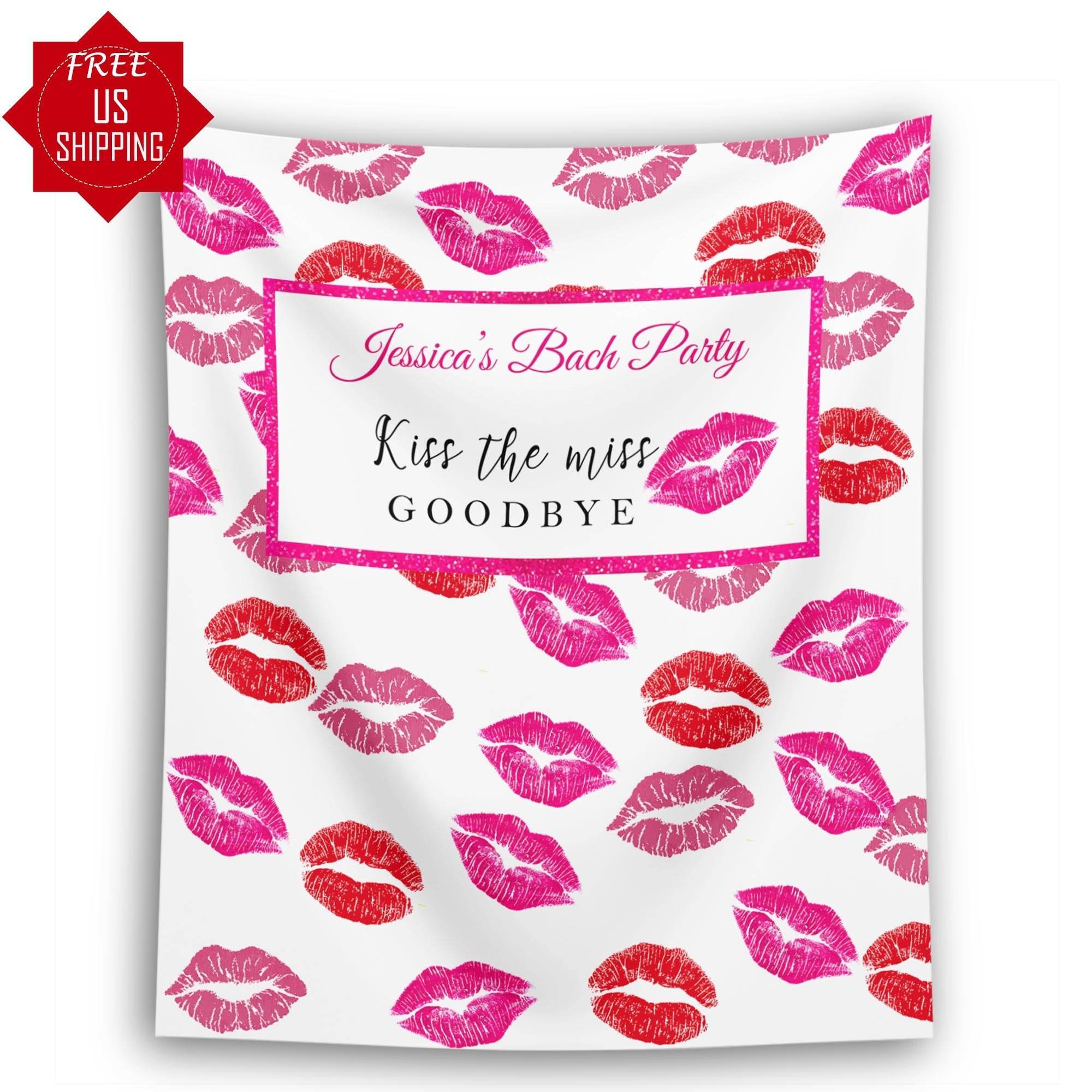 Kiss the Miss Goodbye Bridal Shower Backdrop - iJay Backdrops