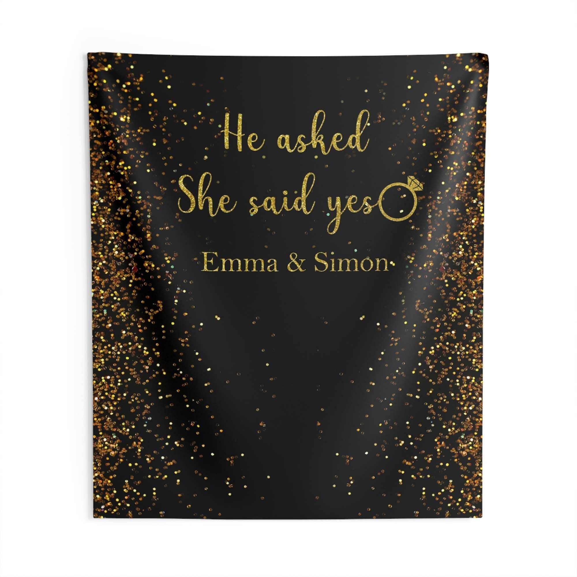 She Said Yes Engagement Banner Marry Me Backdrop Engagement Signs He Asked She Said Yes Engagement Photo Backdrop Bachelorette Party Idea - iJay Backdrops