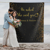 She Said Yes Engagement Banner Marry Me Backdrop Engagement Signs He Asked She Said Yes Engagement Photo Backdrop Bachelorette Party Idea