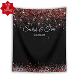 Wedding Photo Backdrop Red Silver Glitter Engagement Banner Custom Backdrop Black Red Wedding Photo Booth Bridal Shower Wedding Decoration - iJay Backdrops