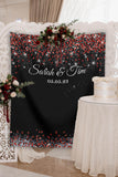 Wedding Photo Backdrop Red Silver Glitter Engagement Banner Custom Backdrop Black Red Wedding Photo Booth Bridal Shower Wedding Decoration - iJay Backdrops