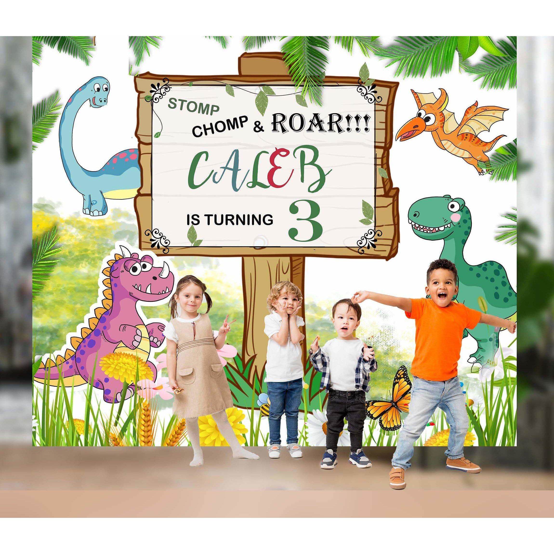 Dino Birthday Party Backdrop for Boy Party - iJay Backdrops