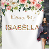Personalized Baby Name Floral Baby Shower Backdrop