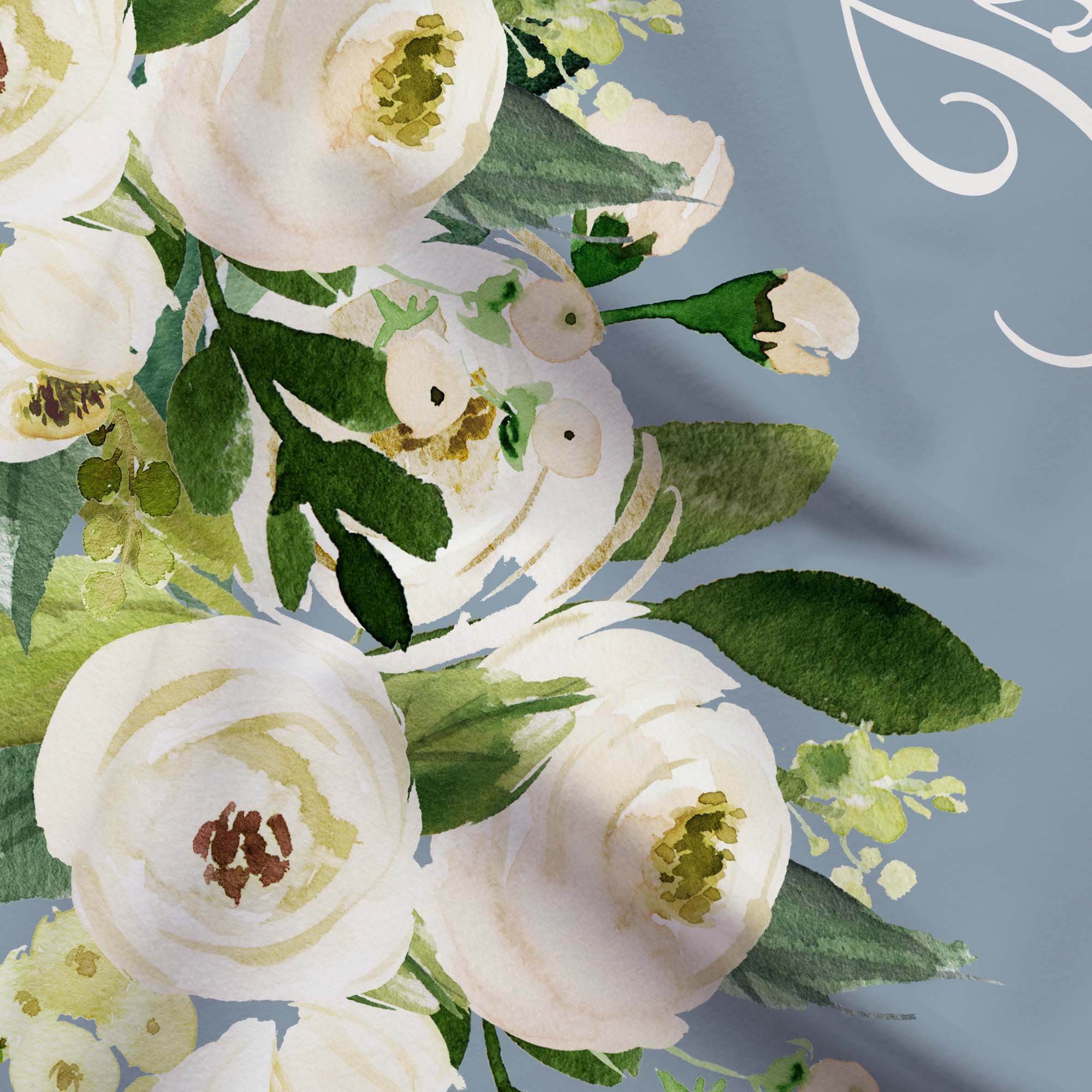 Floral Backdrop for a Dusty Blue Wedding Theme - iJay Backdrops