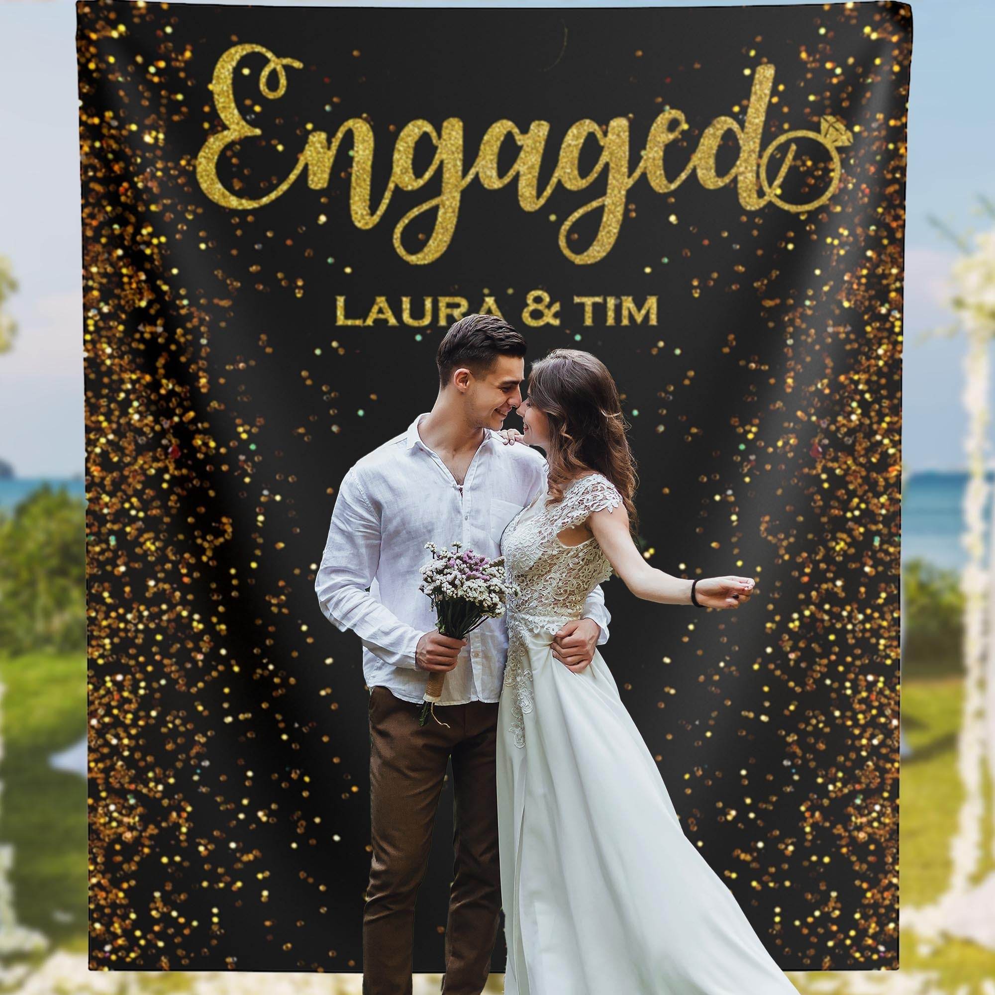 Black and Gold Engagement Backdrop - iJay Backdrops