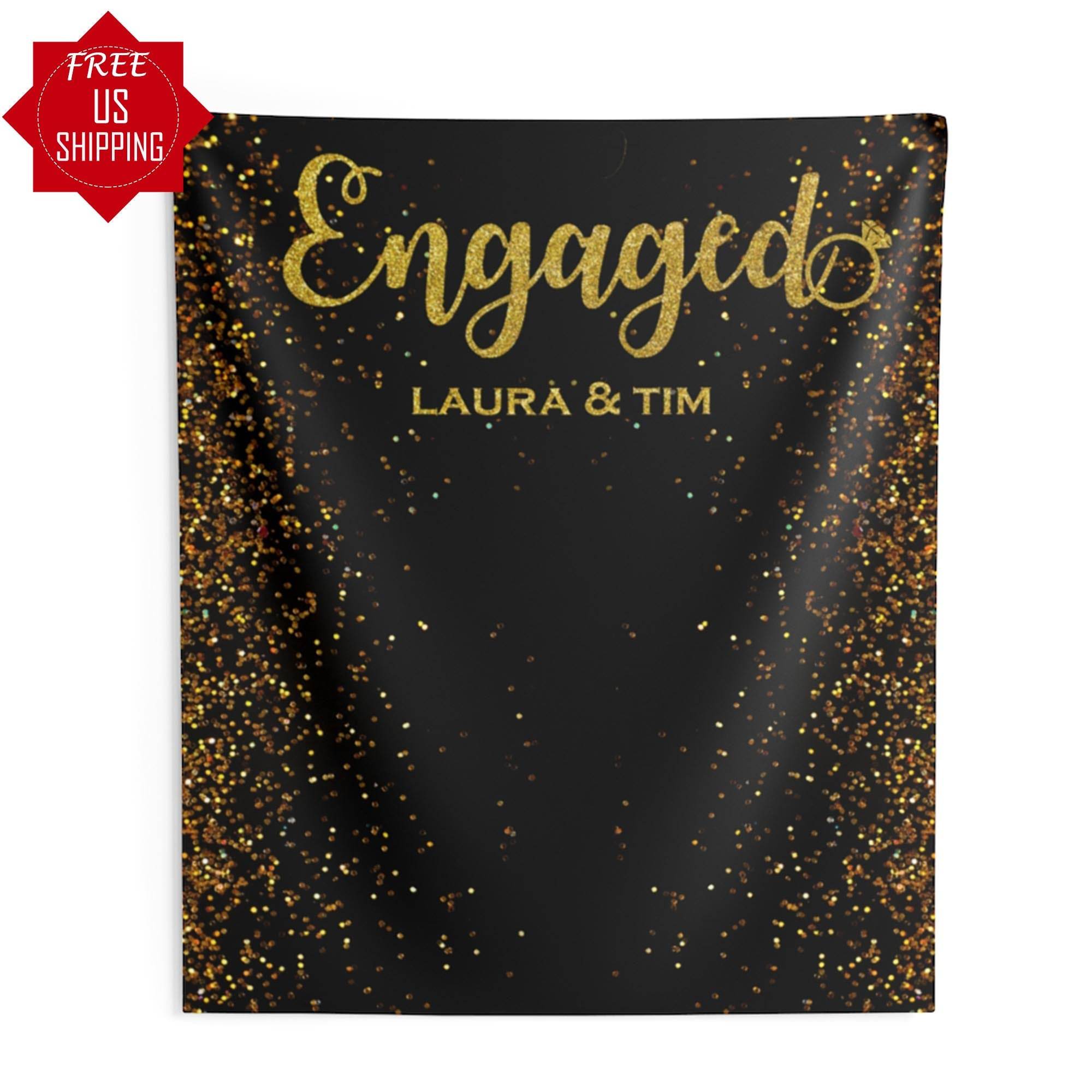 Black and Gold Engagement Backdrop - iJay Backdrops