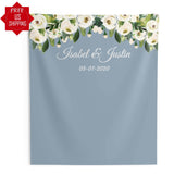 Floral Backdrop for a Dusty Blue Wedding Theme - iJay Backdrops