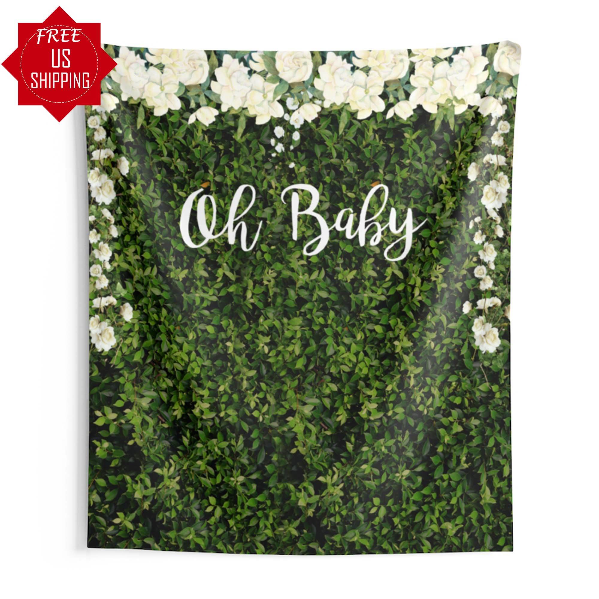 Fabric Grass Wall Baby Shower Backdrop - Oh Baby - iJay Backdrops
