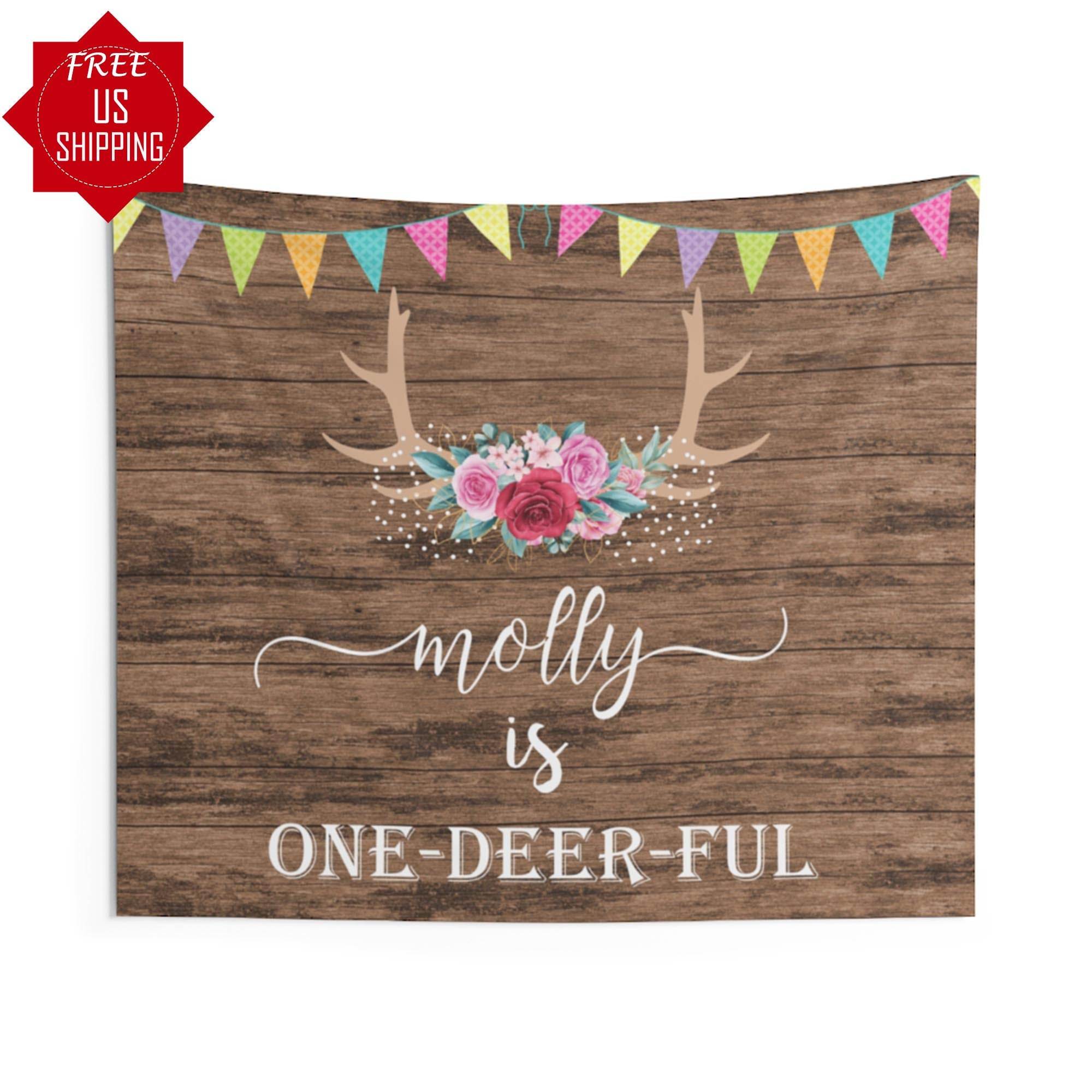 One-Deerful Rustic Kids Birthday Backdrop - iJay Backdrops
