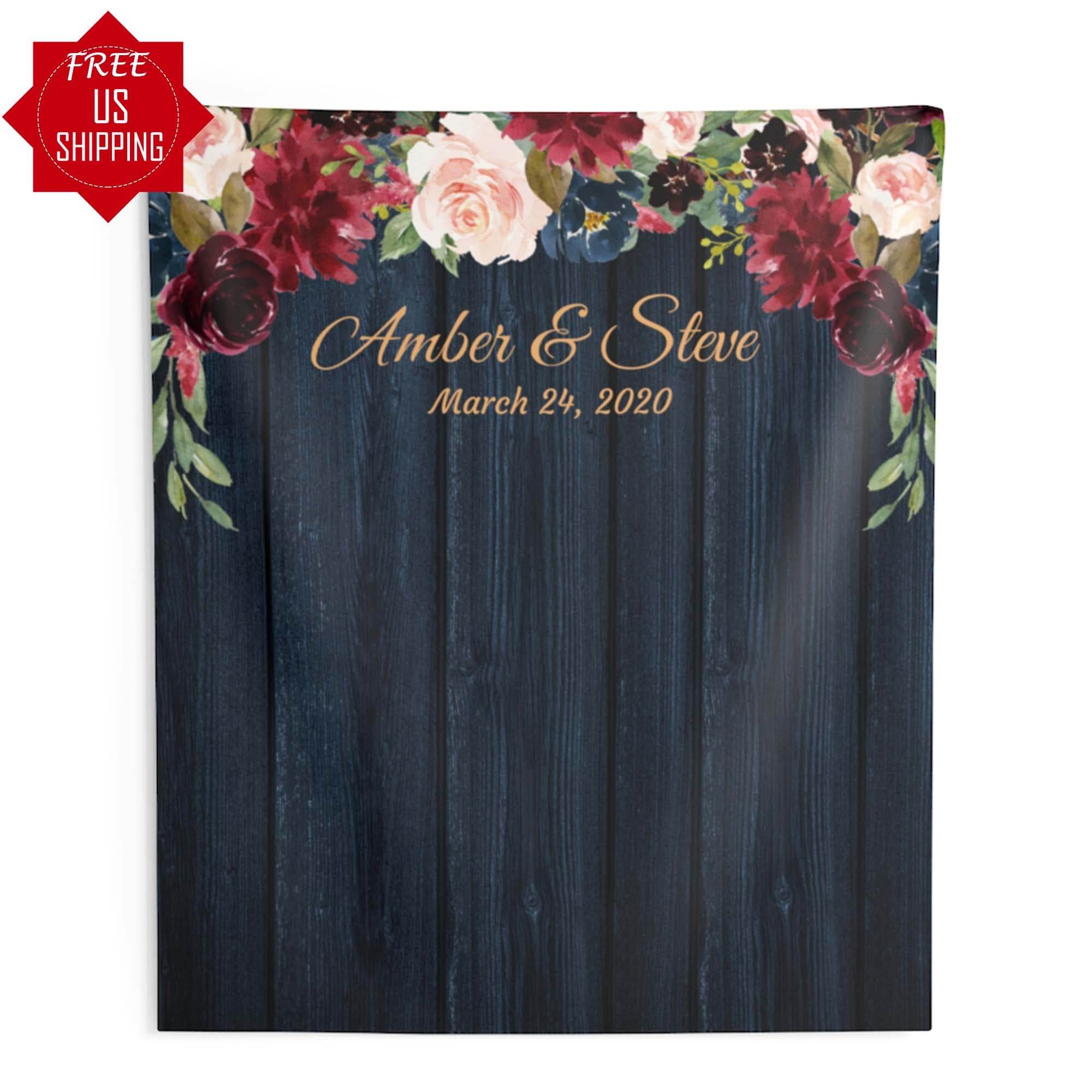 Navy Blue and Burgundy Wedding Backdrop - iJay Backdrops