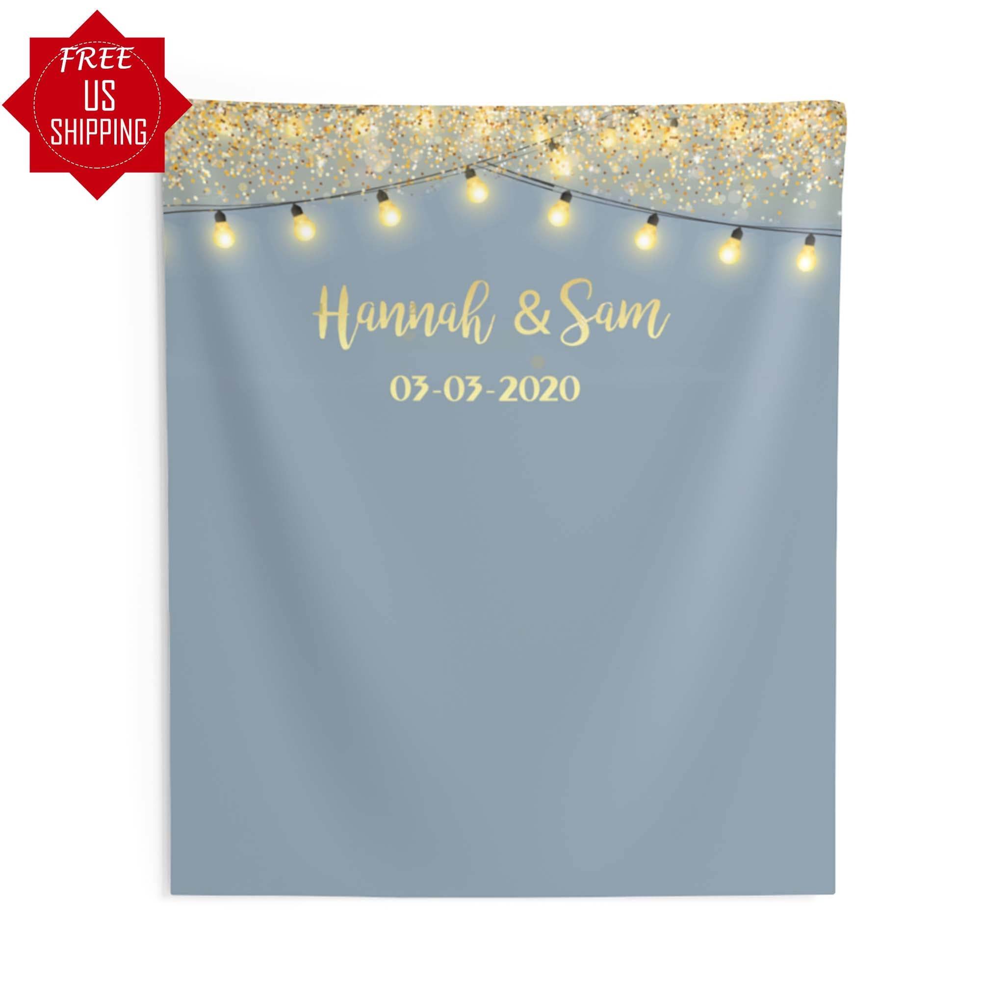 Dusty Blue Lights Backdrop for a Dusty Blue Wedding Theme - iJay Backdrops