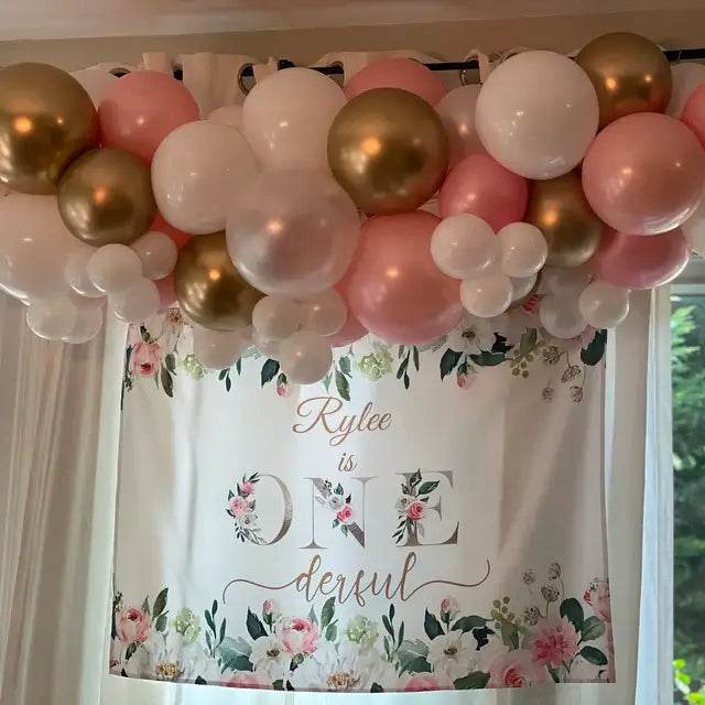 Pink Floral Kids Birthday Backdrop - iJay Backdrops