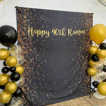 Black and Gold Personalized Birthday Backdrop - iJay Backdrops