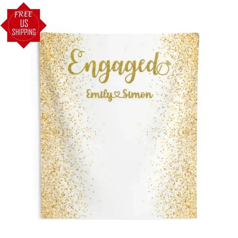 White and Gold Engagement Backdrop - iJay Backdrops