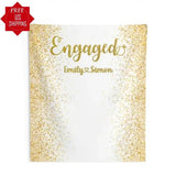 White and Gold Engagement Backdrop - iJay Backdrops