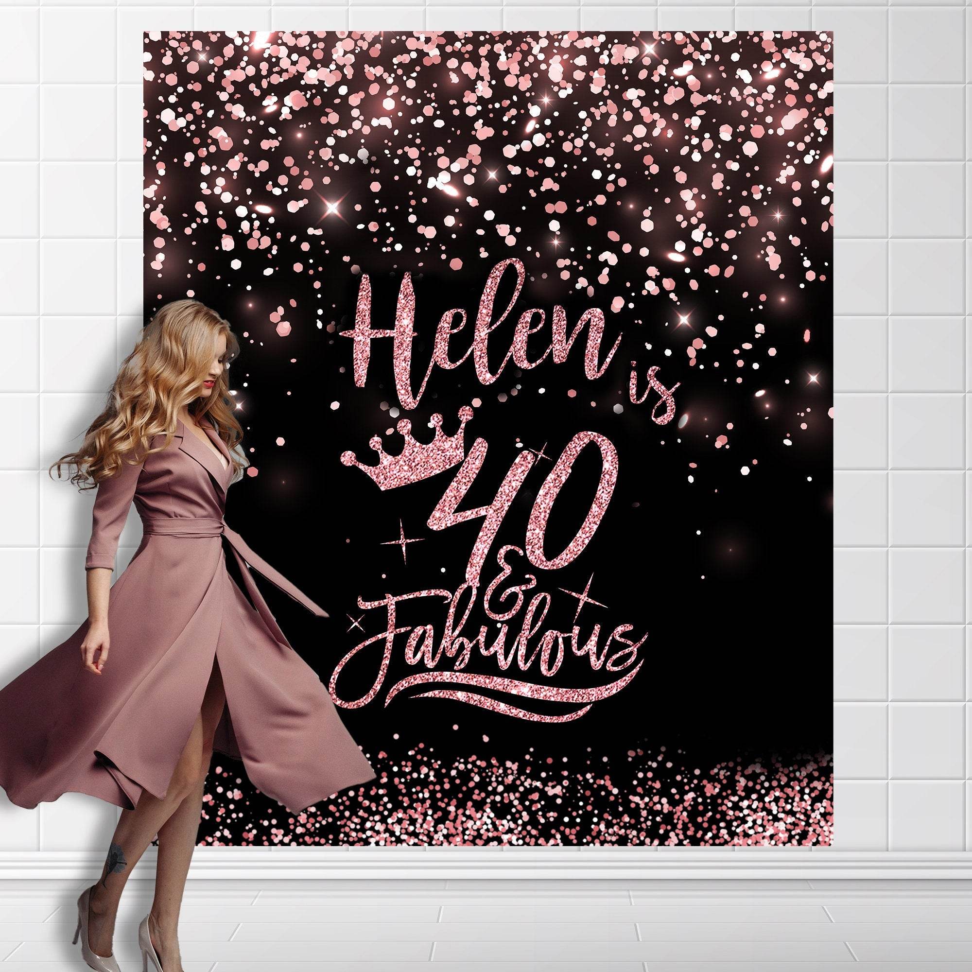Rose Gold 40 and Fabulous birthday backdrop - iJay Backdrops