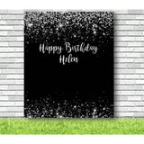 Personalised Black and Silver Glitter Backdrop - iJay Backdrops